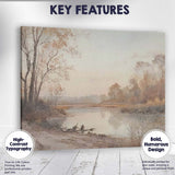 Serene Riverside Wetland Autumn Watercolour Landscape Canvas Wall Art Print Decor Picture Ready to Hang