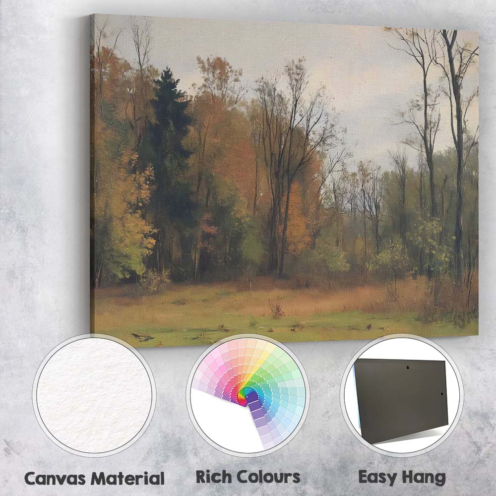 Peaceful Woodland Clearing Autumn Trees Landscape Canvas Wall Art Print Decor Picture Ready to Hang
