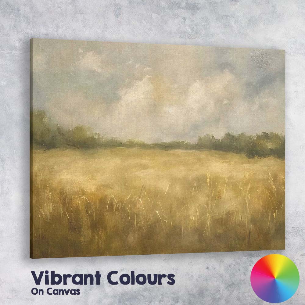 Soft Misty Countryside Meadow Neutral Landscape Canvas Wall Art Print Decor Picture Ready to Hang