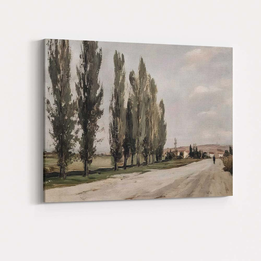 Country Poplar Tree Lined Rural Road Landscape Canvas Wall Art Print Decor Picture Ready to Hang