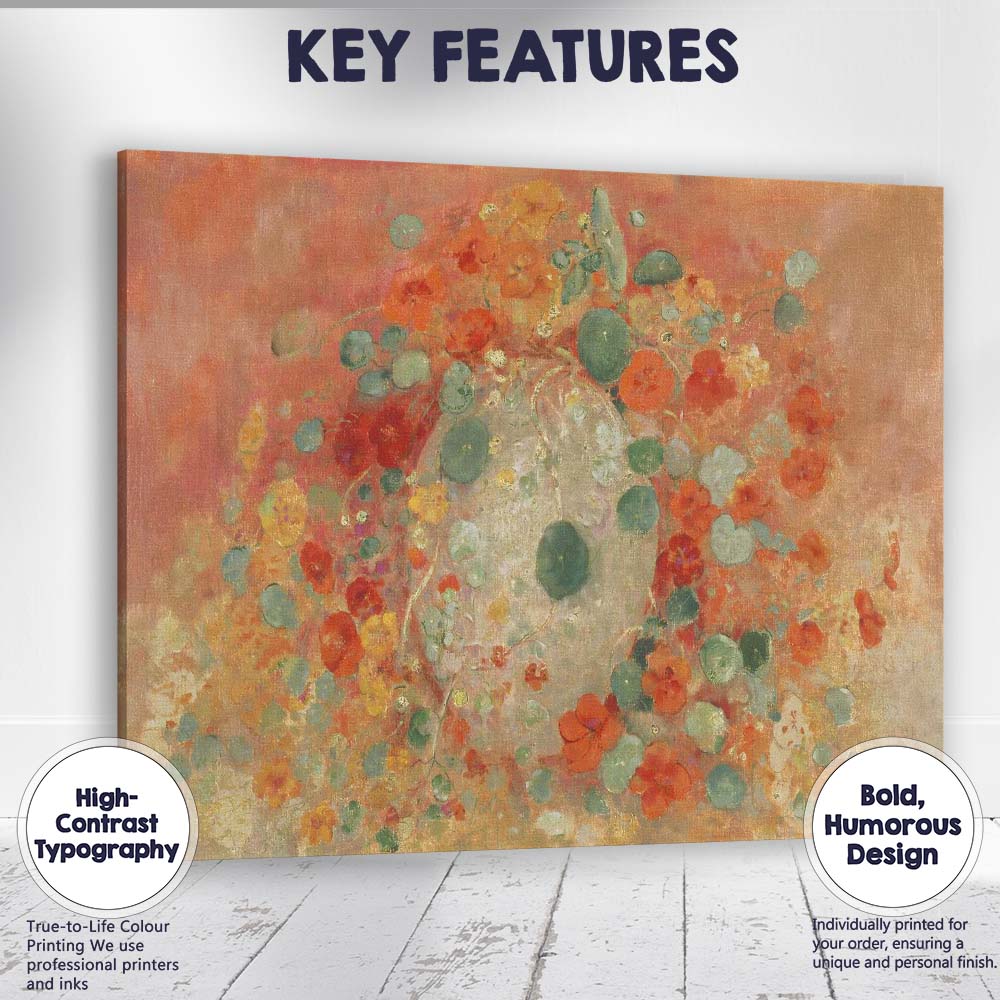 Coral Floral Still Life Abstract Botanical Painting Canvas Wall Art Print Decor Picture Ready to Hang