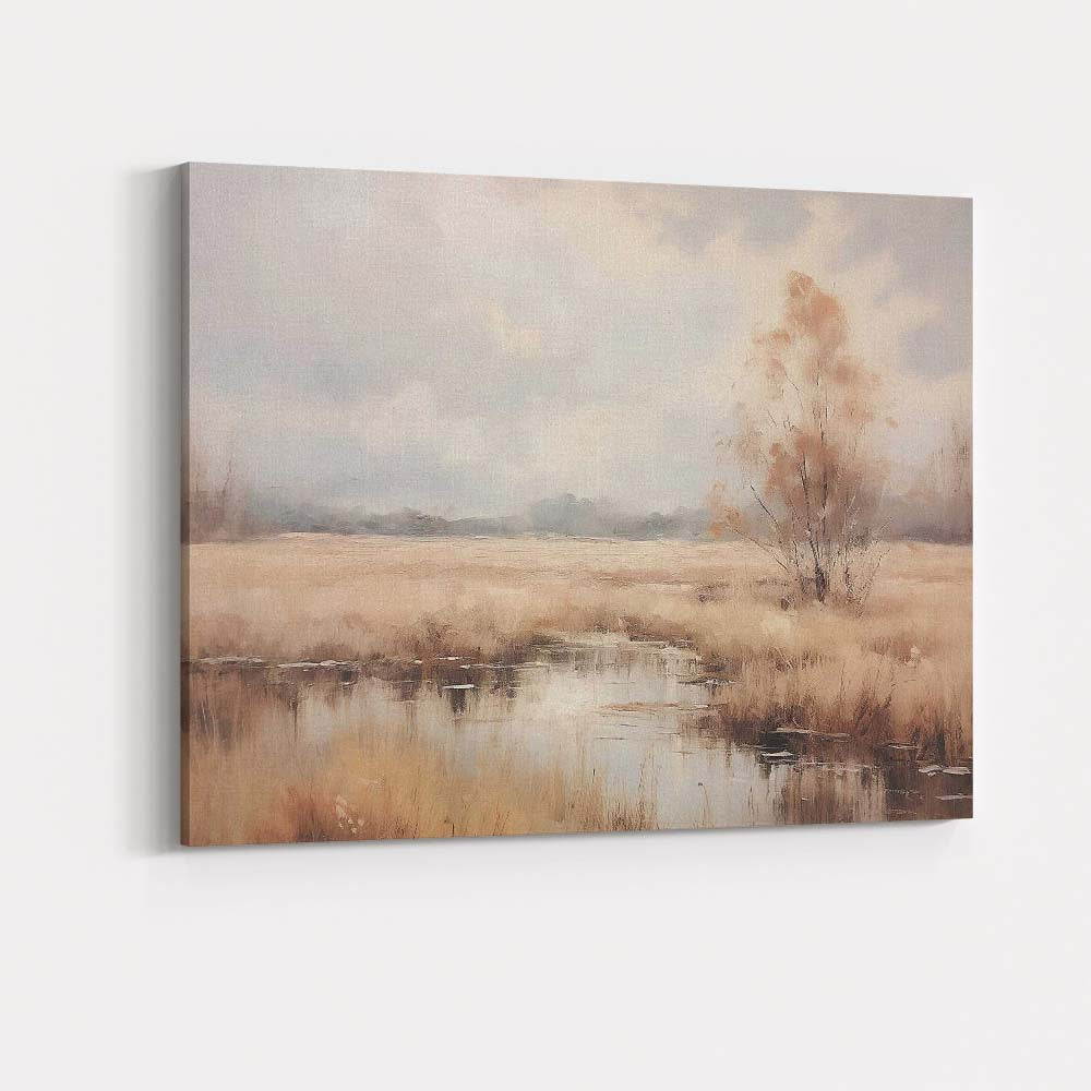 Pastel Wetland Reflection Landscape Serene Nature Canvas Wall Art Print Decor Picture Ready to Hang