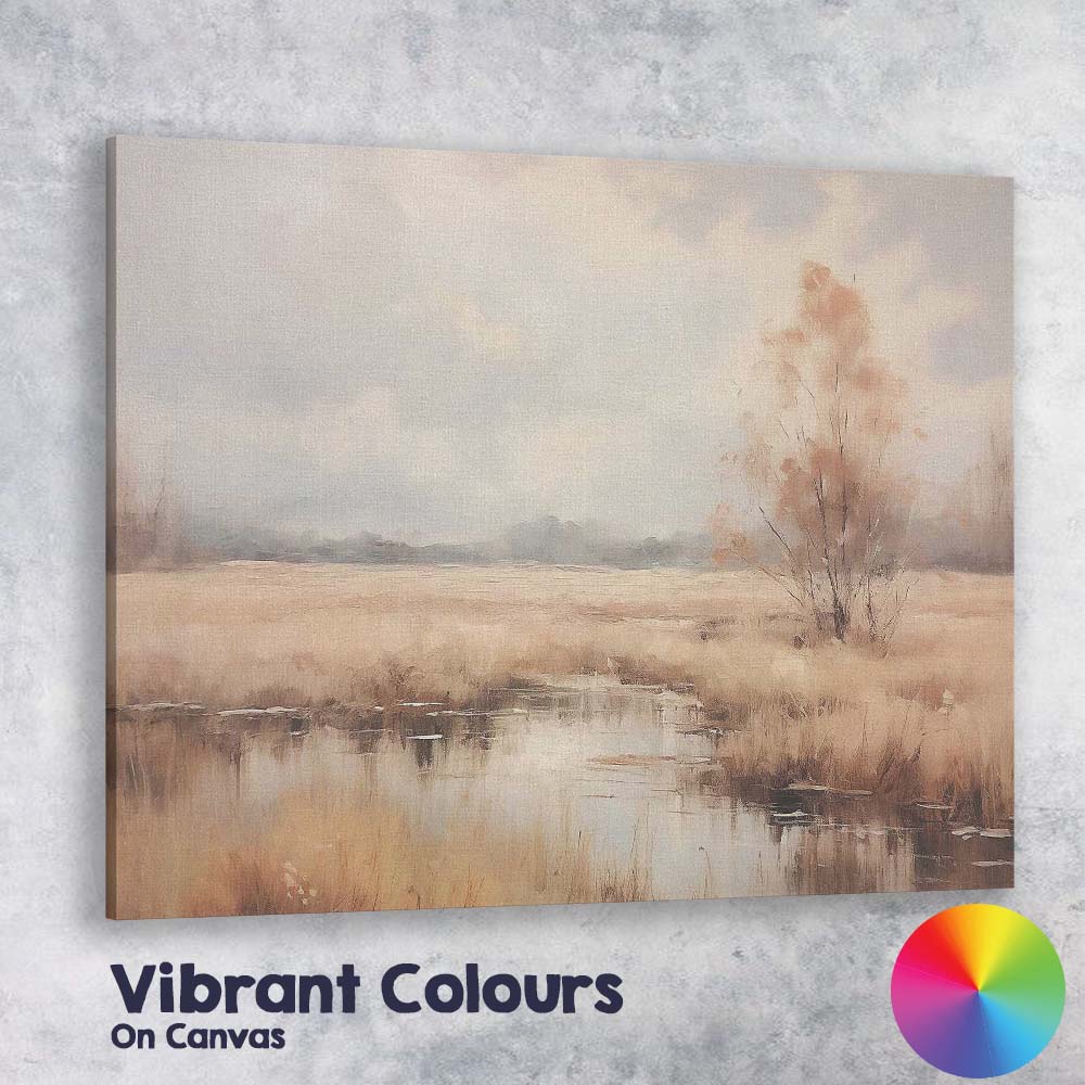 Pastel Wetland Reflection Landscape Serene Nature Canvas Wall Art Print Decor Picture Ready to Hang