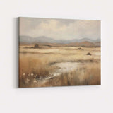 Neutral Marshland Mountain View Misty Wetland Landscape Canvas Wall Art Print Decor Picture Ready to Hang