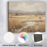 Neutral Marshland Mountain View Misty Wetland Landscape Canvas Wall Art Print Decor Picture Ready to Hang
