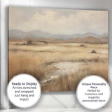Neutral Marshland Mountain View Misty Wetland Landscape Canvas Wall Art Print Decor Picture Ready to Hang
