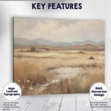 Neutral Marshland Mountain View Misty Wetland Landscape Canvas Wall Art Print Decor Picture Ready to Hang