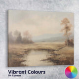 Soft Misty Autumn Lake Trees Landscape Canvas Wall Art Print Decor Picture Ready to Hang