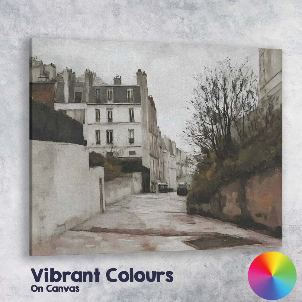 Parisian Backstreet Urban Architecture Monochrome Cityscape Canvas Wall Art Print Decor Picture Ready to Hang