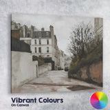 Parisian Backstreet Urban Architecture Monochrome Cityscape Canvas Wall Art Print Decor Picture Ready to Hang