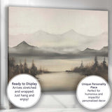 Misty Mountain Lake Panorama Neutral Scenic Landscape Canvas Wall Art Print Decor Picture Ready to Hang