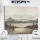 Misty Mountain Lake Panorama Neutral Scenic Landscape Canvas Wall Art Print Decor Picture Ready to Hang