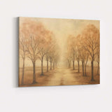 Golden Tree Lined Avenue Autumn Path Landscape Canvas Wall Art Print Decor Picture Ready to Hang