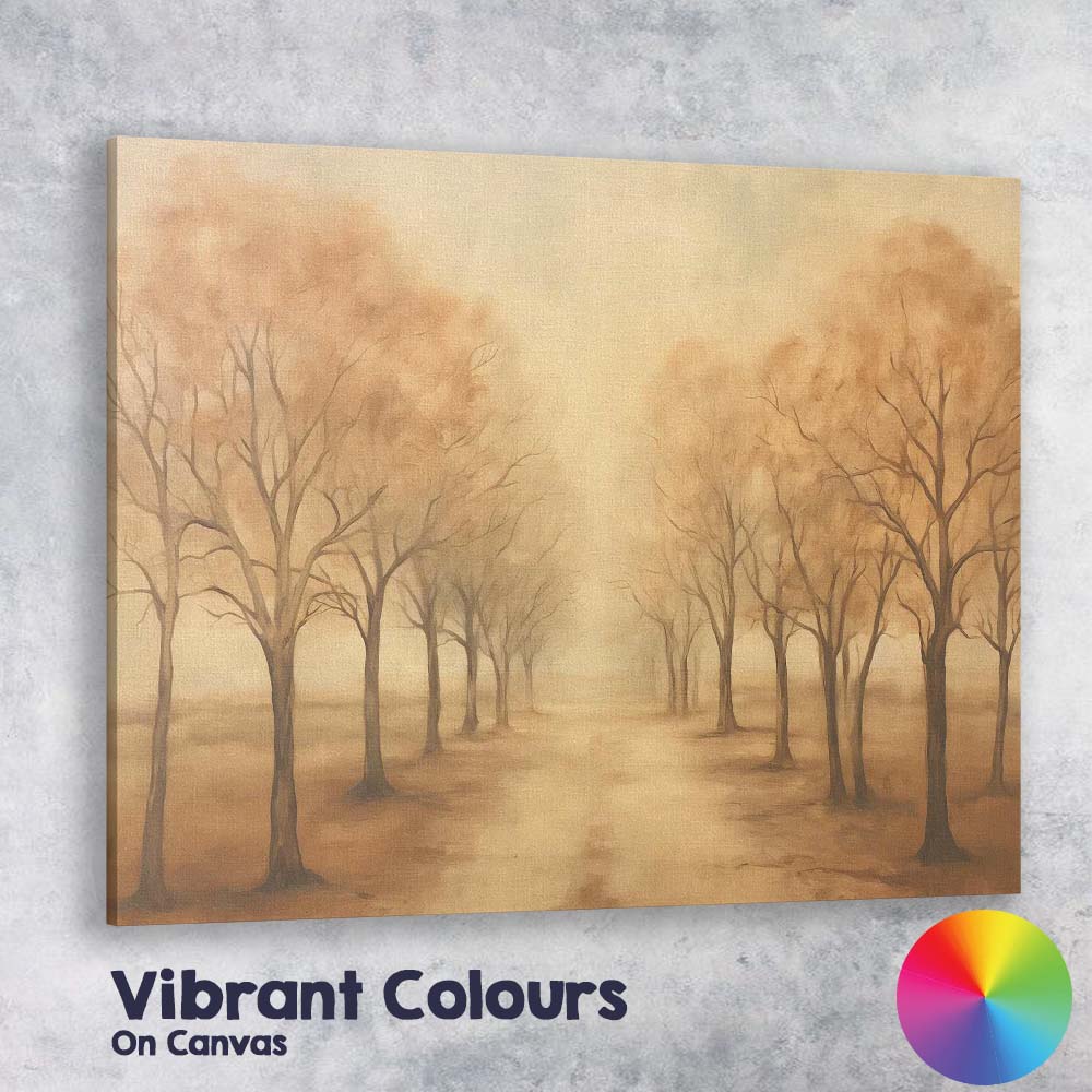 Golden Tree Lined Avenue Autumn Path Landscape Canvas Wall Art Print Decor Picture Ready to Hang