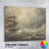 Classic Sailing Ship On Dramatic Ocean Waves Seascape Canvas Wall Art Print Decor Picture Ready to Hang