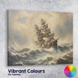 Majestic Tall Ship Sailing Through Stormy Ocean Waves Canvas Wall Art Print Decor Picture Ready to Hang