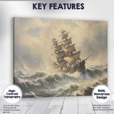 Majestic Tall Ship Sailing Through Stormy Ocean Waves Canvas Wall Art Print Decor Picture Ready to Hang