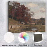 Rustic Countryside Pond With Autumn Trees Landscape Canvas Wall Art Print Decor Picture Ready to Hang