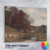 Rustic Countryside Pond With Autumn Trees Landscape Canvas Wall Art Print Decor Picture Ready to Hang