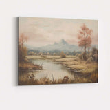 Pastel Mountain River Valley Peaceful Nature Landscape Canvas Wall Art Print Decor Picture Ready to Hang