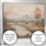 Pastel Mountain River Valley Peaceful Nature Landscape Canvas Wall Art Print Decor Picture Ready to Hang