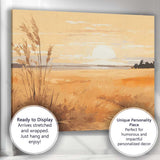 Golden Coastal Sunset Reed Grass Beach Landscape Canvas Wall Art Print Decor Picture Ready to Hang