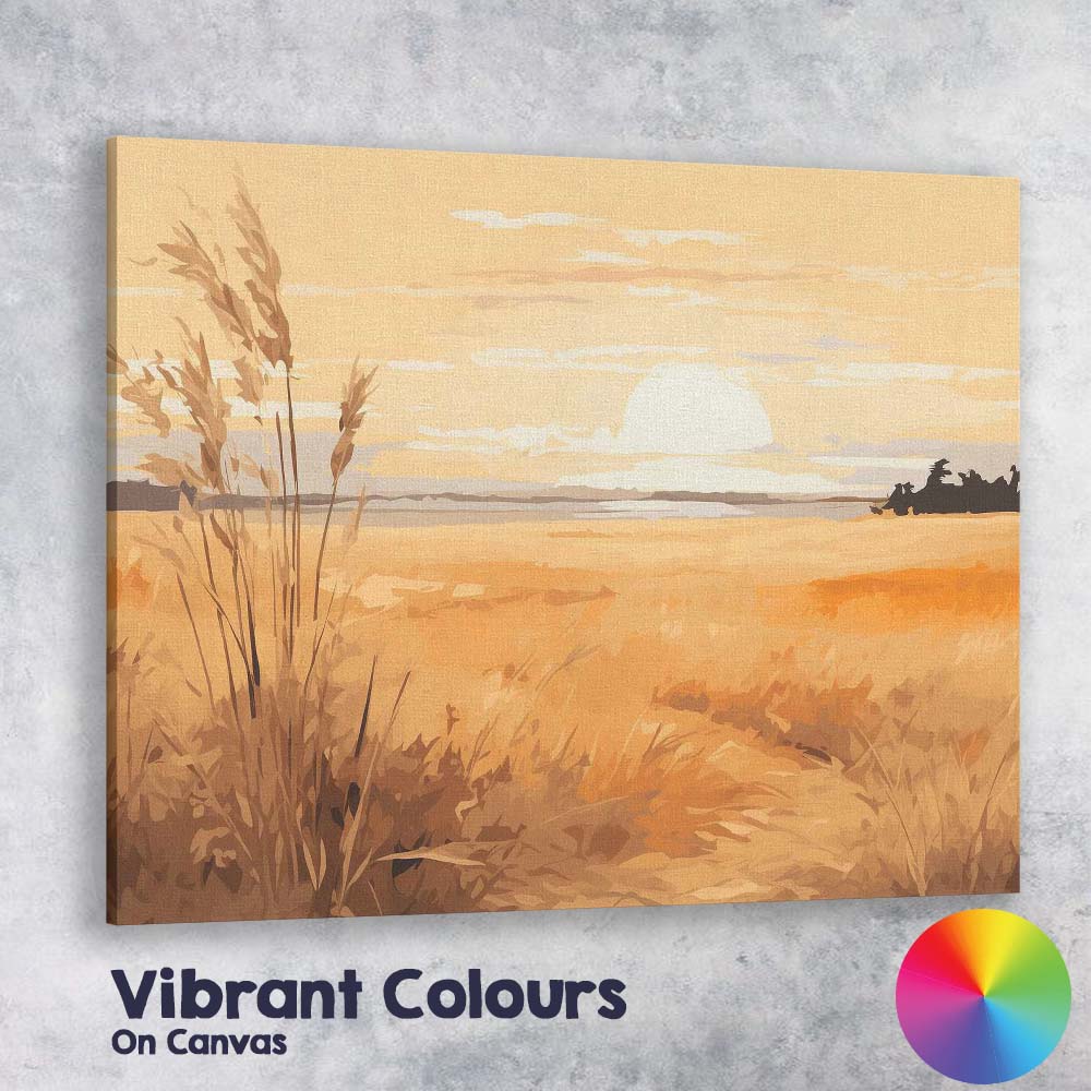 Golden Coastal Sunset Reed Grass Beach Landscape Canvas Wall Art Print Decor Picture Ready to Hang