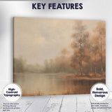 Misty Woodland Lake Autumn Reflection Landscape Painting Canvas Wall Art Print Decor Picture Ready to Hang