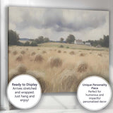 Golden Harvest Hay Bale Countryside Landscape Rustic Farmhouse Canvas Wall Art Print Decor Picture Ready to Hang