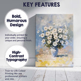 Blue White Daisy Bouquet Impressionist Floral Still Life Canvas Wall Art Print Decor Picture Ready to Hang