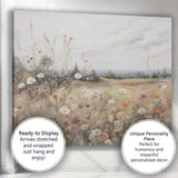 Pastel Wildflower Meadow Watercolour Landscape Canvas Wall Art Print Decor Picture Ready to Hang