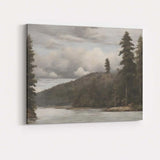 Misty River Valley Woodland Landscape Atmospheric Nature Canvas Wall Art Print Decor Picture Ready to Hang