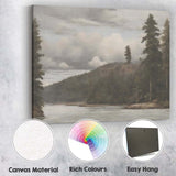 Misty River Valley Woodland Landscape Atmospheric Nature Canvas Wall Art Print Decor Picture Ready to Hang