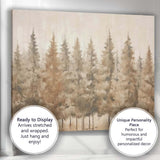 Minimalist Evergreen Forest Neutral Textured Woodland Canvas Wall Art Print Decor Picture Ready to Hang
