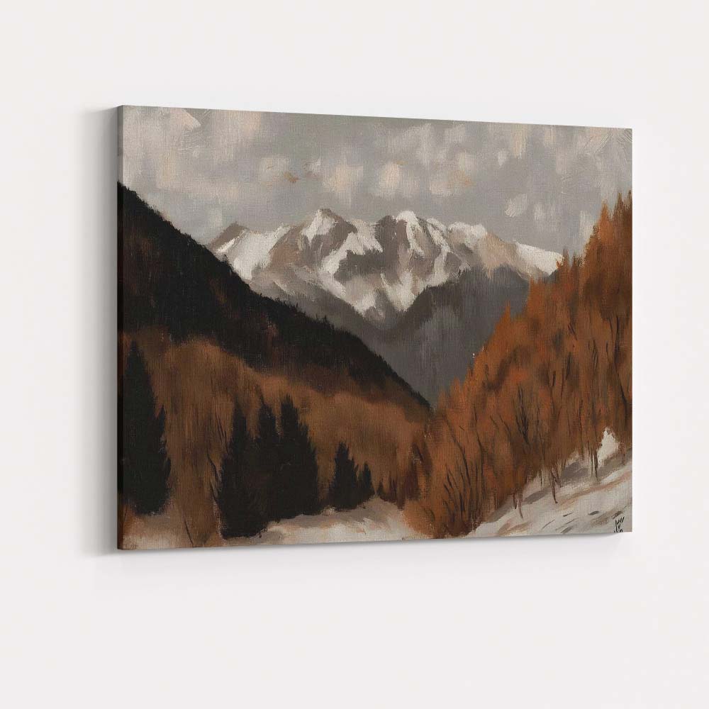 Snow Capped Mountain Autumn Valley Landscape Canvas Wall Art Print Decor Picture Ready to Hang