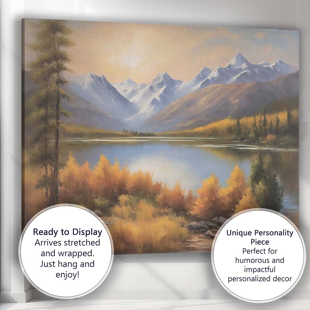 Majestic Mountain Lake Scenic Wilderness Landscape Canvas Wall Art Print Decor Picture Ready to Hang