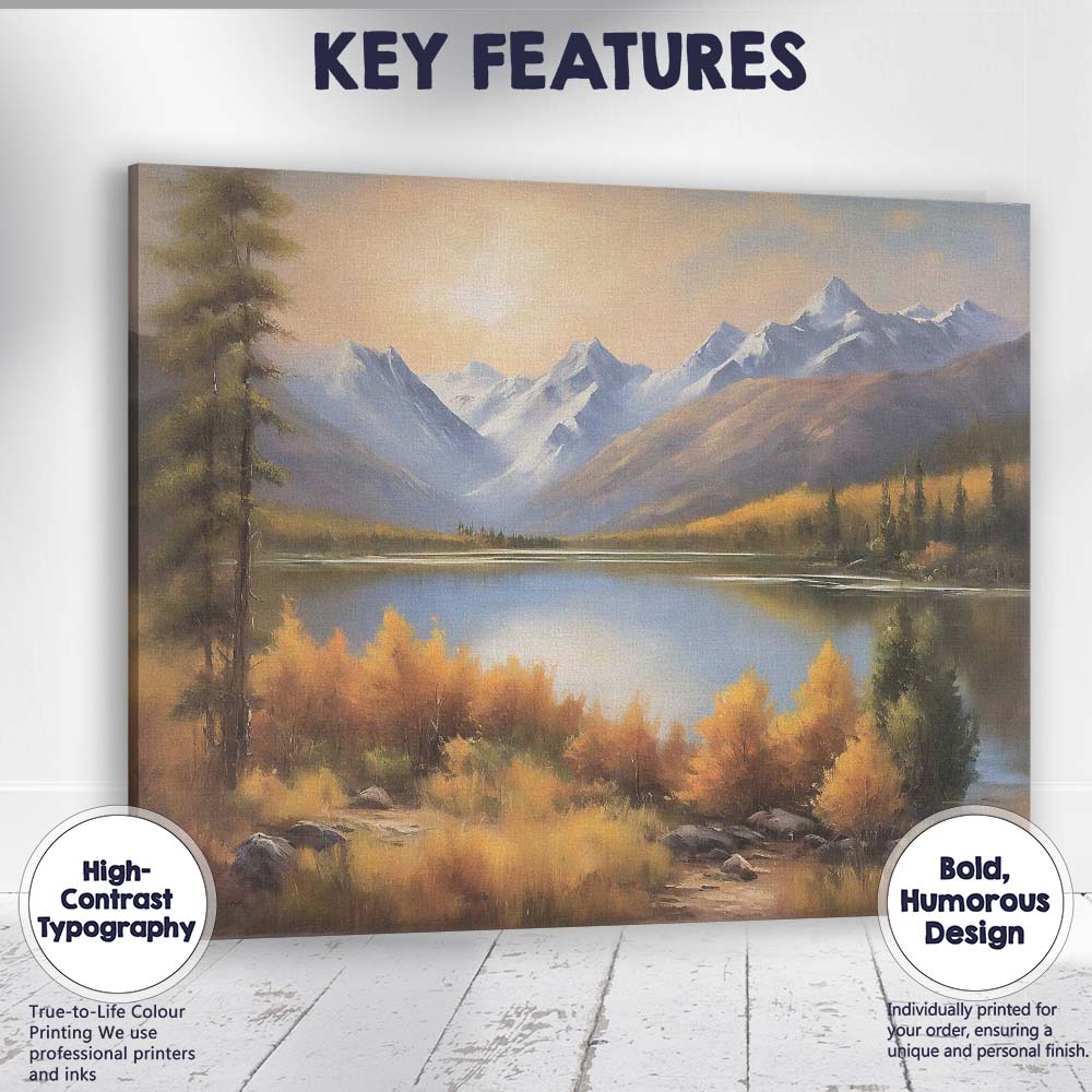 Majestic Mountain Lake Scenic Wilderness Landscape Canvas Wall Art Print Decor Picture Ready to Hang