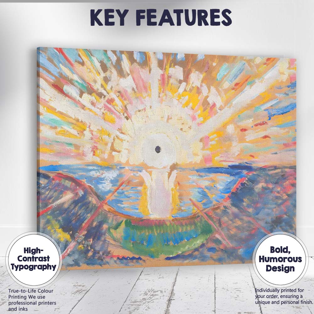 Colourful Abstract Sunrise Seascape Expressionist Painting Canvas Wall Art Print Decor Picture Ready to Hang