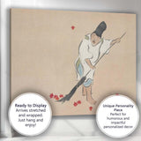 Traditional Japanese Autumn Leaf Sweeper Minimalist Illustration Canvas Wall Art Print Decor Picture Ready to Hang