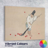 Traditional Japanese Autumn Leaf Sweeper Minimalist Illustration Canvas Wall Art Print Decor Picture Ready to Hang