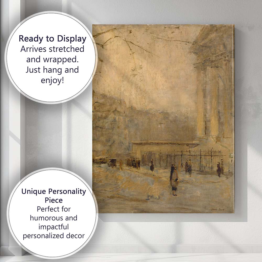 Atmospheric Golden City Street Impressionist Urban Scene Canvas Wall Art Print Decor Picture Ready to Hang