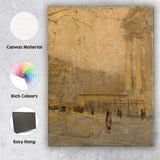 Atmospheric Golden City Street Impressionist Urban Scene Canvas Wall Art Print Decor Picture Ready to Hang