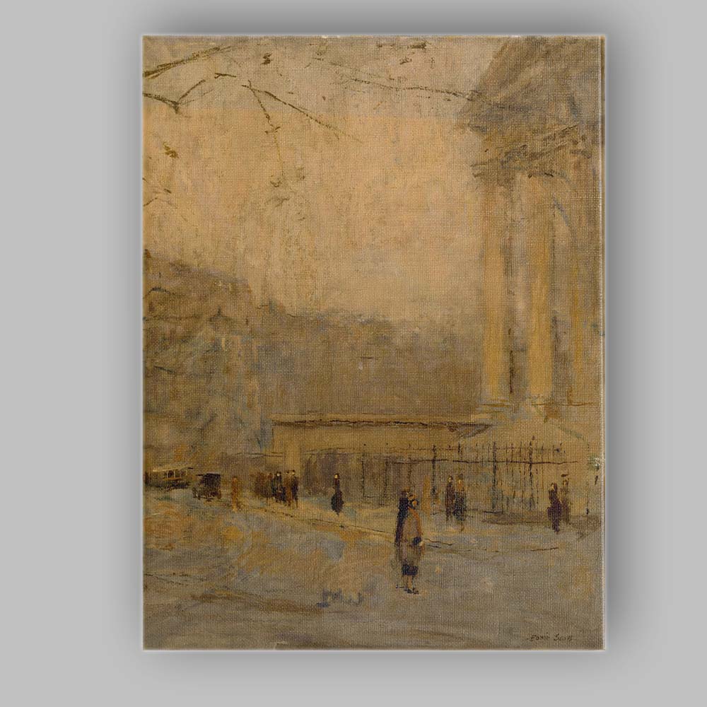 Atmospheric Golden City Street Impressionist Urban Scene Canvas Wall Art Print Decor Picture Ready to Hang