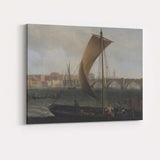 Historic Riverside Sailing Boats Stone Bridge Harbour Canvas Wall Art Print Decor Picture Ready to Hang