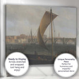 Historic Riverside Sailing Boats Stone Bridge Harbour Canvas Wall Art Print Decor Picture Ready to Hang