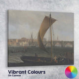Historic Riverside Sailing Boats Stone Bridge Harbour Canvas Wall Art Print Decor Picture Ready to Hang