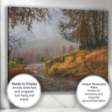 Autumn Country Lane Misty Rural Woodland Landscape Canvas Wall Art Print Decor Picture Ready to Hang