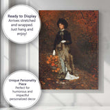 Elegant Victorian Lady Autumn Leaves Portrait Painting Canvas Wall Art Print Decor Picture Ready to Hang