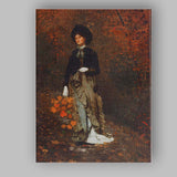 Elegant Victorian Lady Autumn Leaves Portrait Painting Canvas Wall Art Print Decor Picture Ready to Hang