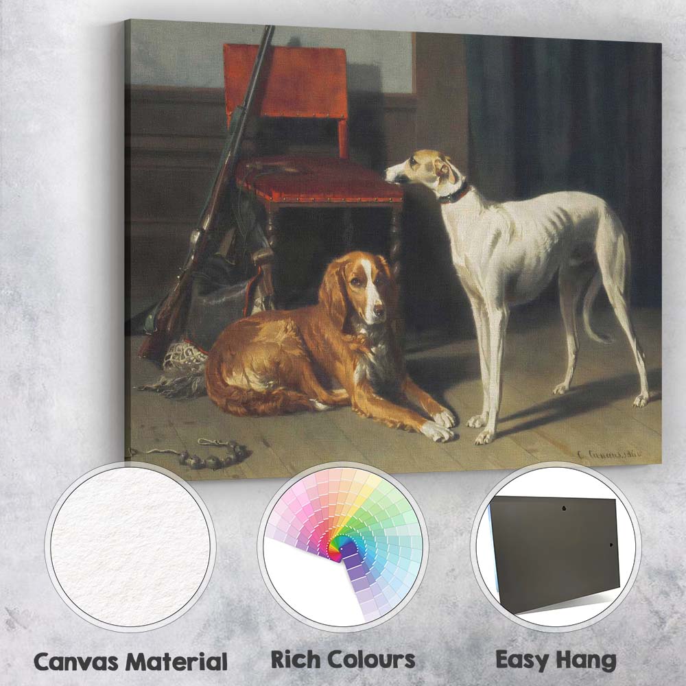 Victorian Hunting Dogs Interior Sporting Animal Painting Canvas Wall Art Print Decor Picture Ready to Hang